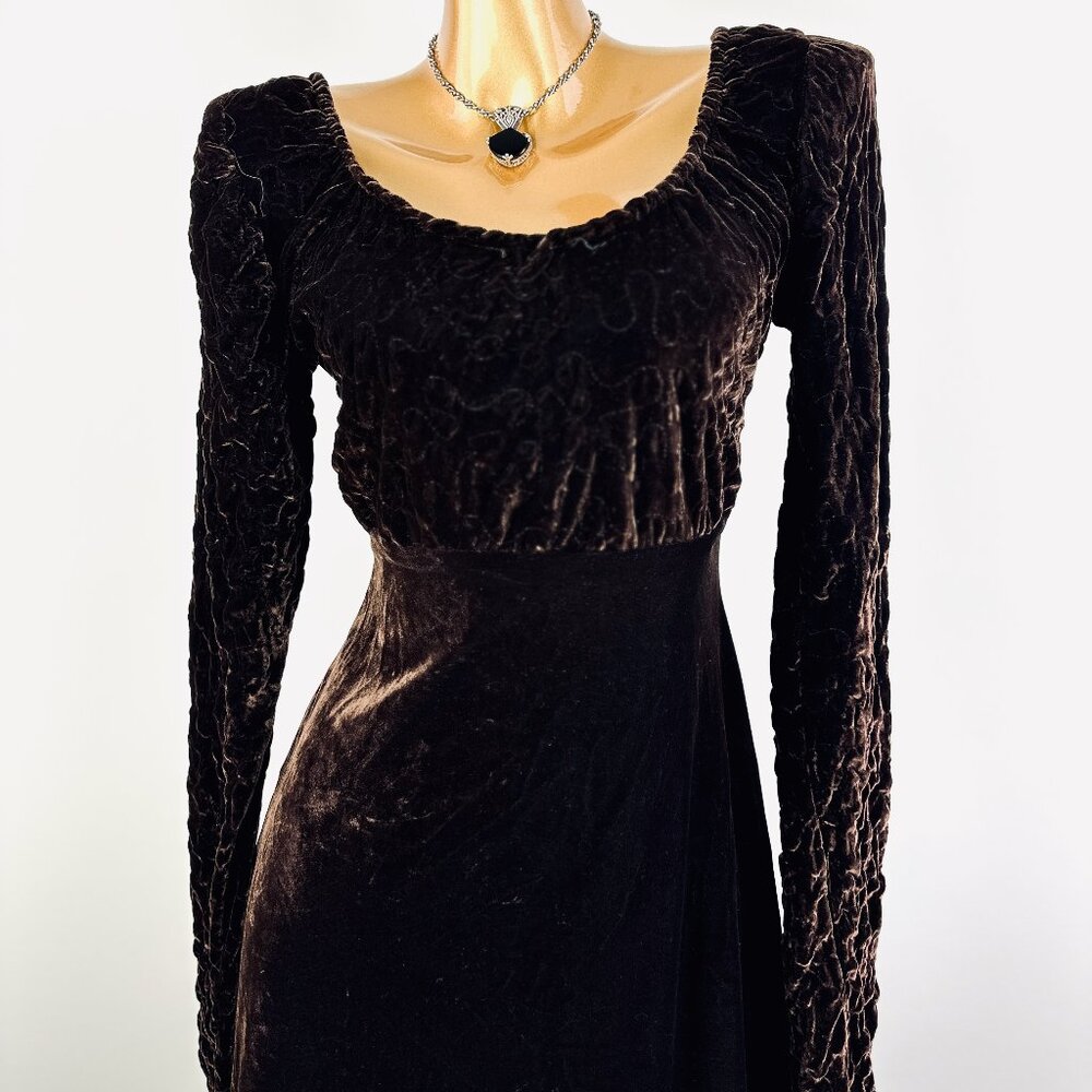 Vintage 90s goth cocktail formal velvet mini dress - Picture 5 of 8